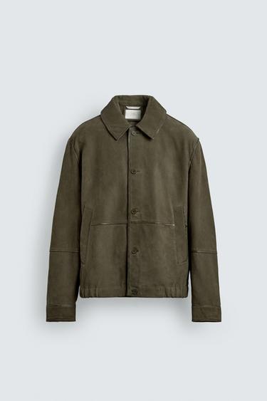 SUEDE LEATHER JACKET - Green by Zara
