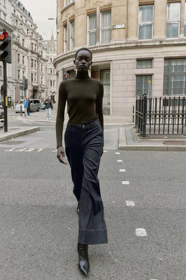 WIDE LEG TROUSERS WITH SEAMS - Black by Zara