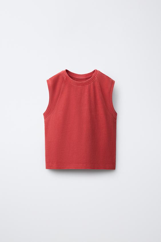 PLAIN SLEEVELESS TOP - Red by Zara - Image 0