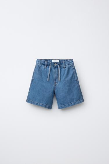 DENIM BERMUDA SHORTS WITH COTTON AND LINEN - Blue by Zara