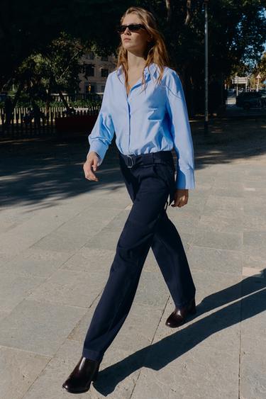 CARGO TROUSERS WITH BELT - Navy blue by Zara