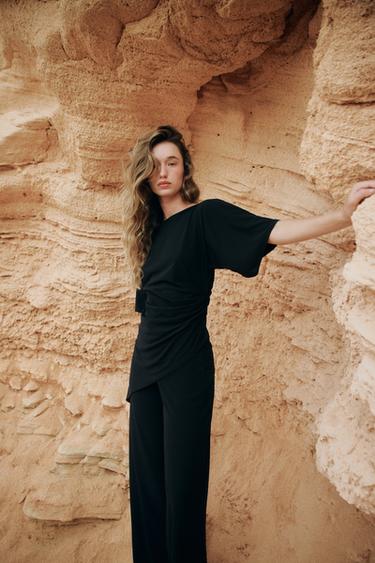 DRAPED CREPE TOP - Black by Zara