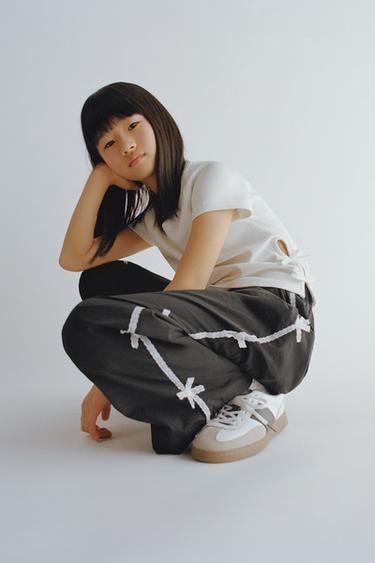 TECHNICAL TROUSERS WITH LACE AND BOWS - Black by Zara