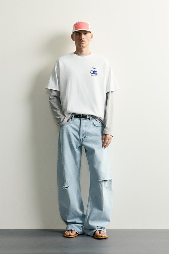 CONTRAST PRINT RELAXED FIT T-SHIRT - Oyster-white by Zara - Image 0