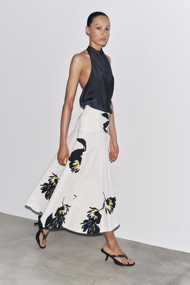 ZW COLLECTION PRINTED MIDI SKIRT - Black / White by Zara - Image 0