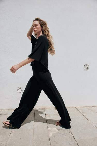 FLOWING PALAZZO TROUSERS - Black by Zara