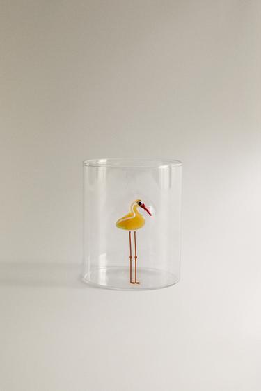 BOROSILICATE BIRD TUMBLER - Yellow by Zara - Image 0