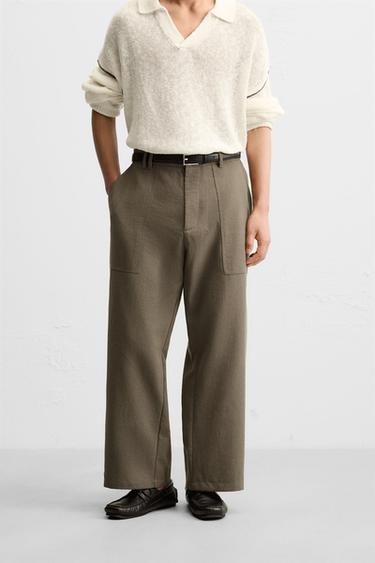 RELAXED FIT TROUSERS WITH POCKETS - Khaki by Zara