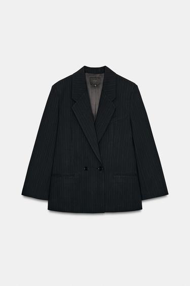 OVERSIZE PINSTRIPE BLAZER - Navy / White by Zara