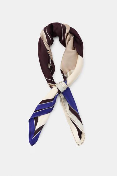 100% VISCOSE PRINTED SCARF - Bluish by Zara