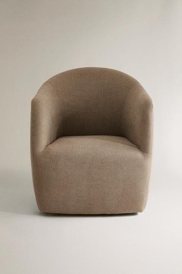LINEN ACCENT CHAIR - Light beige by Zara