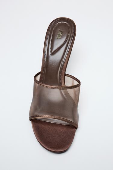 MESH HEELED SANDALS - Brown by Zara