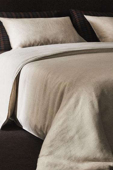 WASHED LINEN DUVET COVER (160 GxM²) - Light beige by Zara