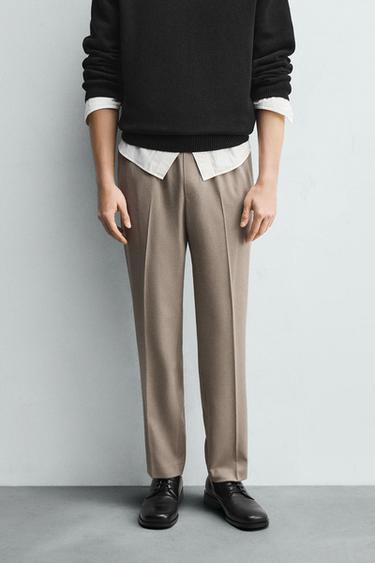 COMFORT JOGGER WAIST TROUSERS - Tan marl by Zara