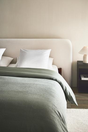 TEXTURED COTTON DUVET COVER - Green by Zara