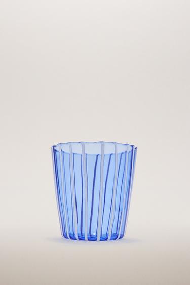 STRIPED BOROSILICATE TUMBLER - Blue by Zara