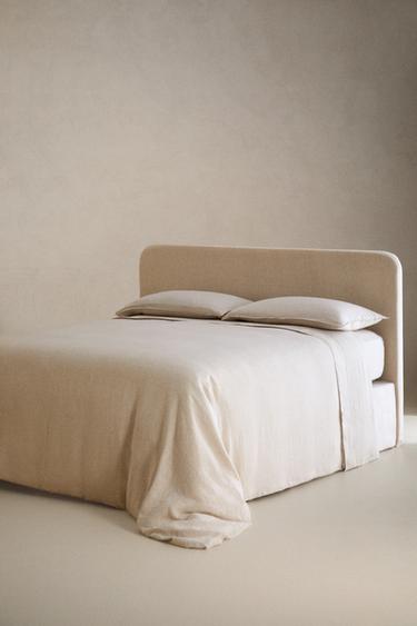 WASHED LINEN DUVET COVER (160 GxM²) - Light beige by Zara