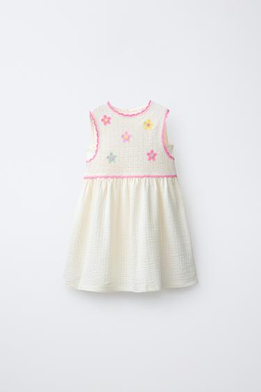 CONTRAST FLORAL DRESS - Ecru by Zara