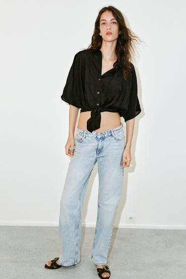 SHORT SLEEVE KNOTTED SHIRT - Black by Zara