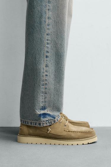 LEATHER DECK SHOES - Beige by Zara - Image 0