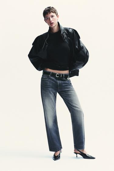 TRF MID-WAIST CROP STRAIGHT LEG JEANS - Navy blue by Zara - Image 0