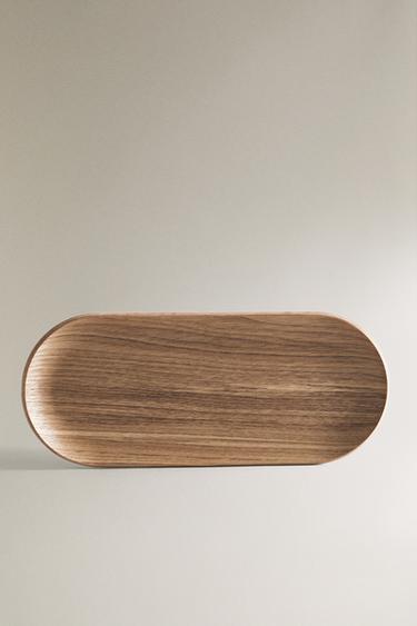 OVAL WOODEN TRAY - Light beige by Zara