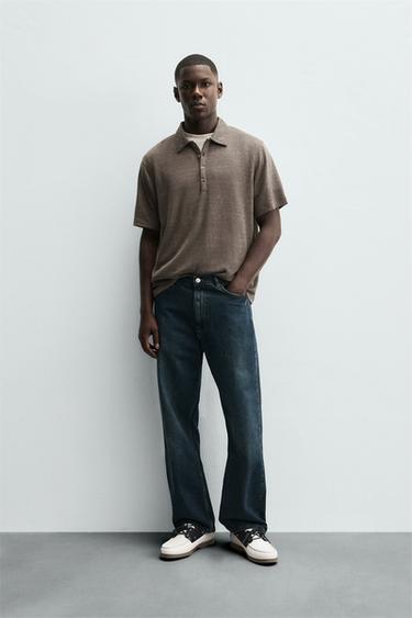 HEMP-VISCOSE POLO SHIRT - Brown by Zara - Image 0