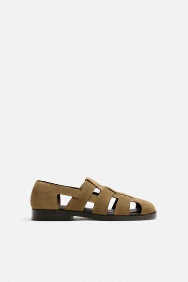 LIMITED EDITION LEATHER CAGE SANDALS - Beige by Zara - Image 0