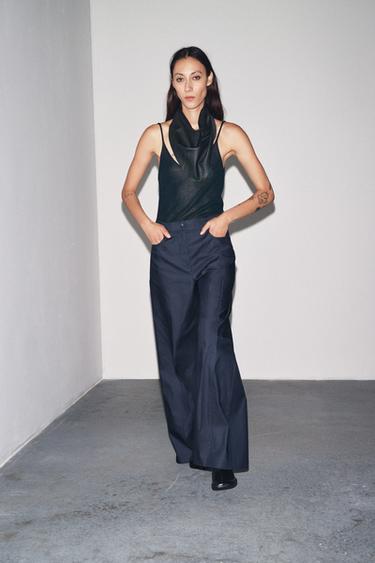 ZW COLLECTION WIDE-LEG TROUSERS - Ink blue by Zara