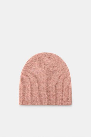 RIBBED KNIT BEANIE HAT - Pink by Zara