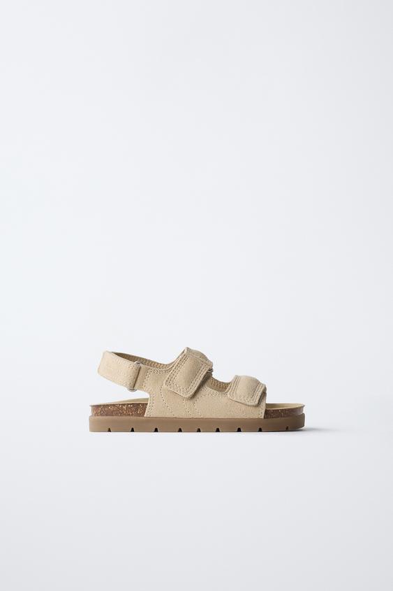 DOUBLE-STRAP LEATHER SANDALS - Sand Brown by Zara - Image 0