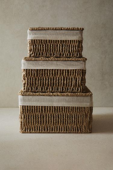 BASKET WITH FABRIC LINING - Light beige by Zara