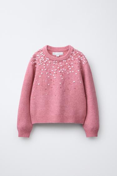 SEQUIN KNIT JUMPER - Pink by Zara