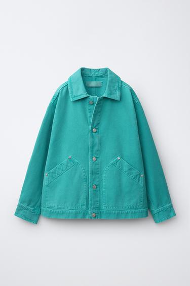 DENIM OVERSHIRT - Turquoise by Zara