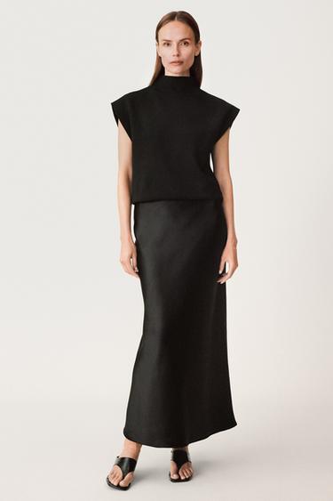 SATIN MIDI SKIRT 50TH ANNIVERSARY - Black by Zara