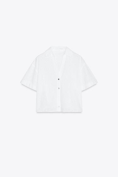 SHIRT WITH CUTWORK EMBROIDERY - White by Zara