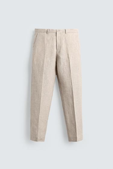 100% LINEN SUIT TROUSERS - Light beige by Zara