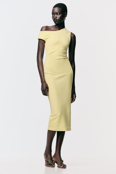 GATHERED MIDI DRESS - Yellow by Zara