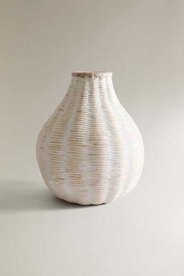 TALL MICROCEMENT VASE BASKET - White by Zara