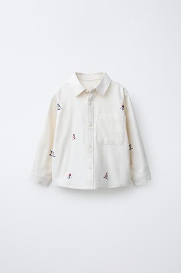 SOFT TOUCH SHIRT WITH SKIER EMBROIDERY - Ecru by Zara