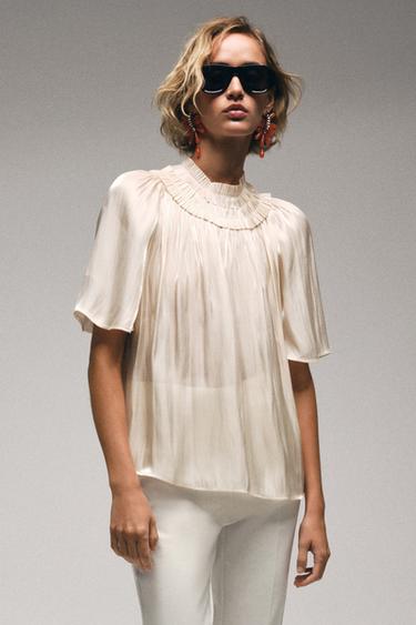 SHIMMER EFFECT BLOUSE - Vanilla by Zara