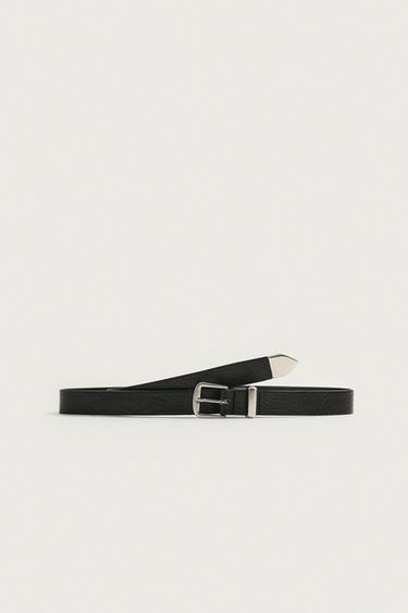 LEATHER BELT WITH TOECAP - Black by Zara