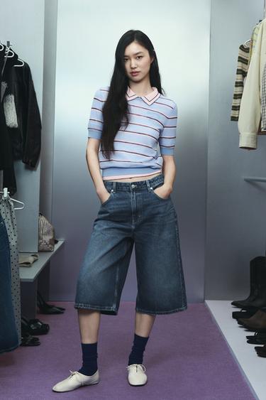 EXTRA FINE WOOL BLEND STRIPED TOP - Blue by Zara