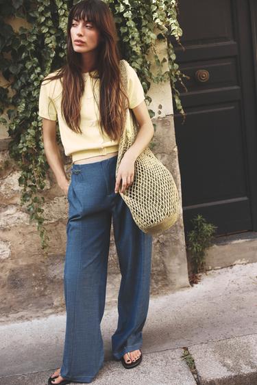 CARDIGAN WITH FAUX PEARL TIES - Yellow by Zara