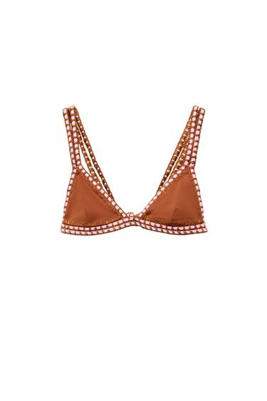 CROCHET BIKINI TOP - Caramel by Zara