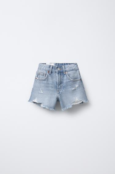 RIPPED DENIM BERMUDA SHORTS - Light blue by Zara