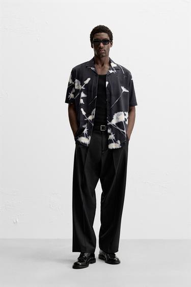 STRETCH FLORAL PRINT SHIRT - Navy blue by Zara