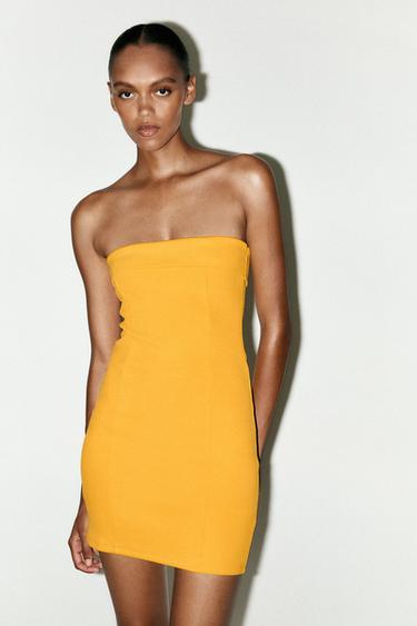 INTERLOCK BANDEAU DRESS - Tangerine by Zara