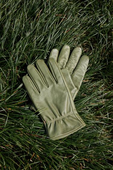 LEATHER GARDENING GLOVES - Sea green by Zara