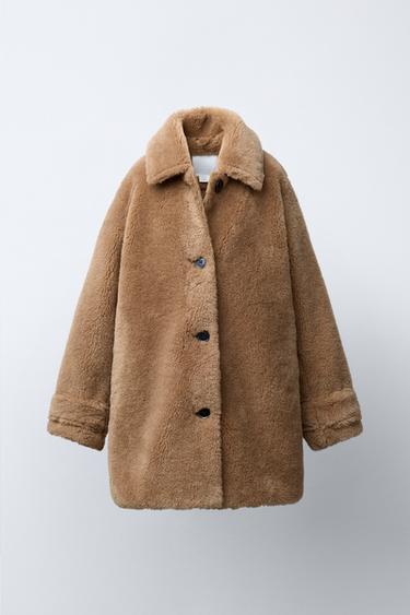 FAUX FUR COAT - Caramel by Zara